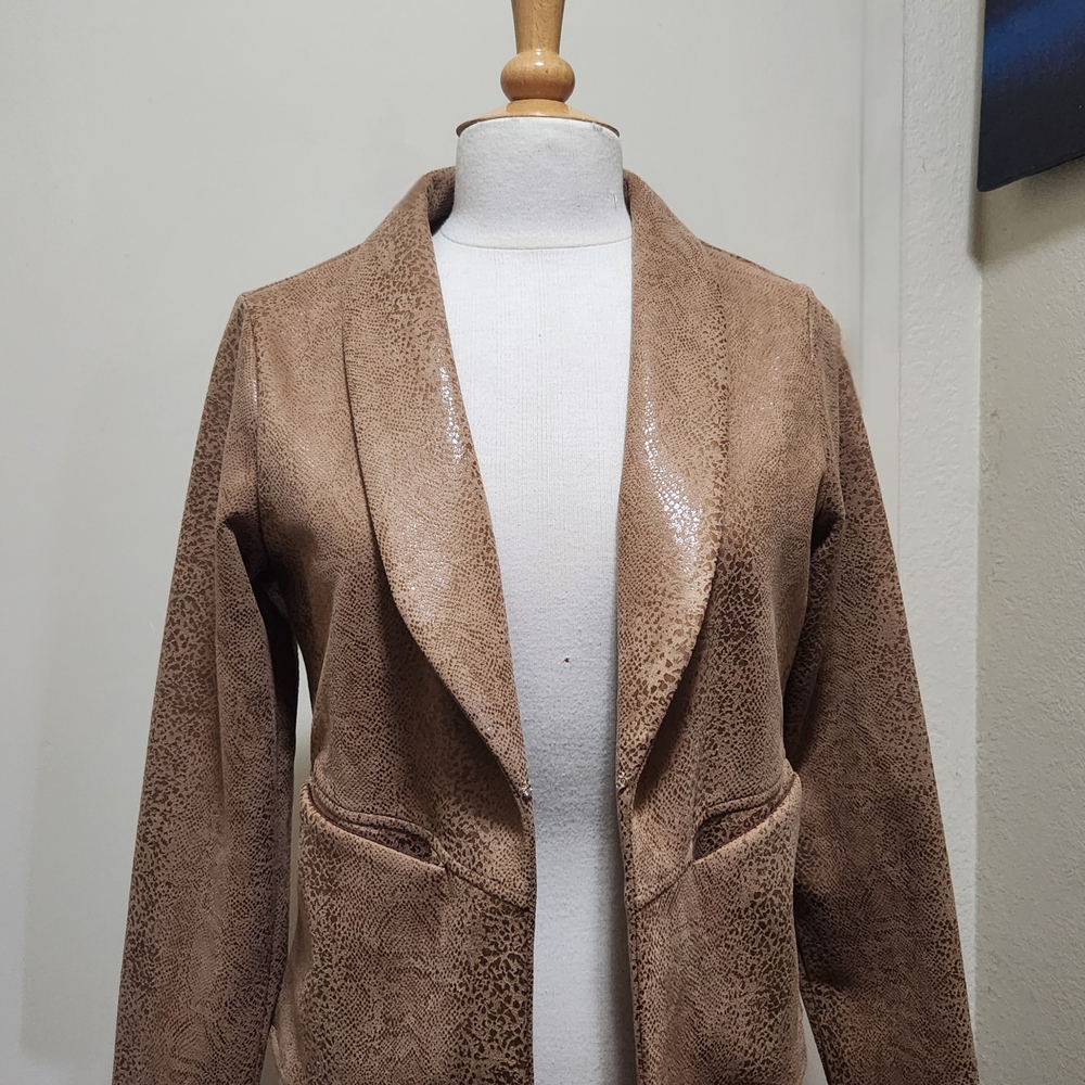 Sage The Label Faux Leather Snake Skin Camel Stare Mesto Blazer Medium Y2K